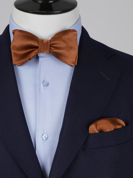 Selbstbinder Braune Fliege & Einstecktuch