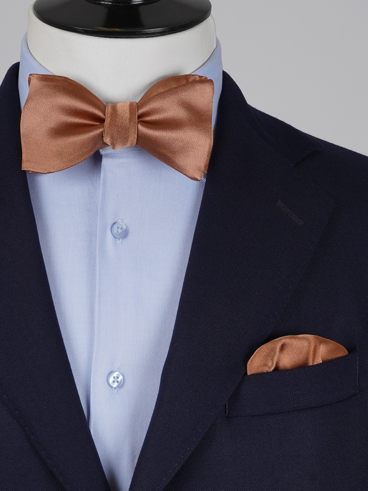 Selbstbinder Hellbraune Fliege & Einstecktuch