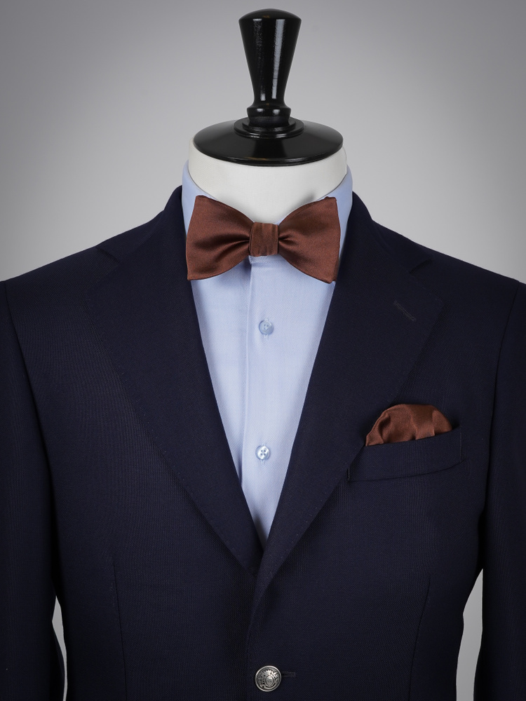 Selbstbinder Mitternachtsbraune Fliege & Einstecktuch
