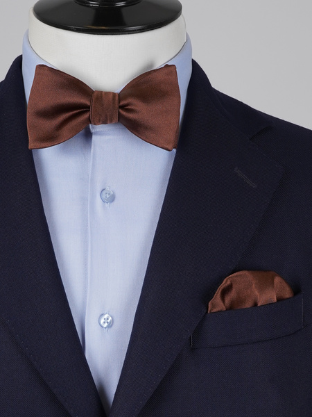 Selbstbinder Mitternachtsbraune Fliege & Einstecktuch