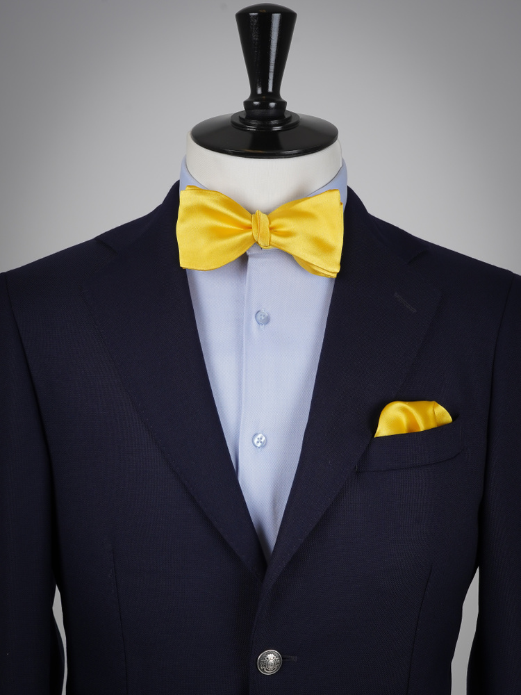 Selbstbinder Gelbe Fliege & Einstecktuch