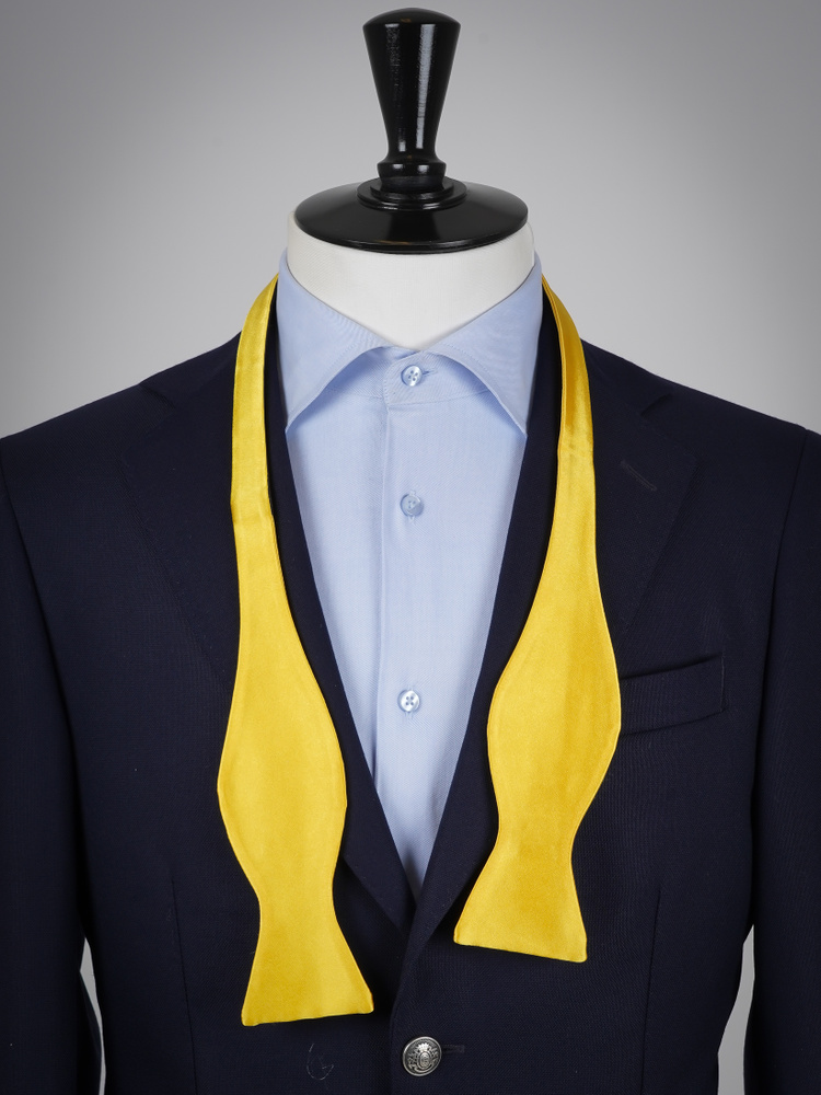 Selbstbinder Gelbe Fliege & Einstecktuch