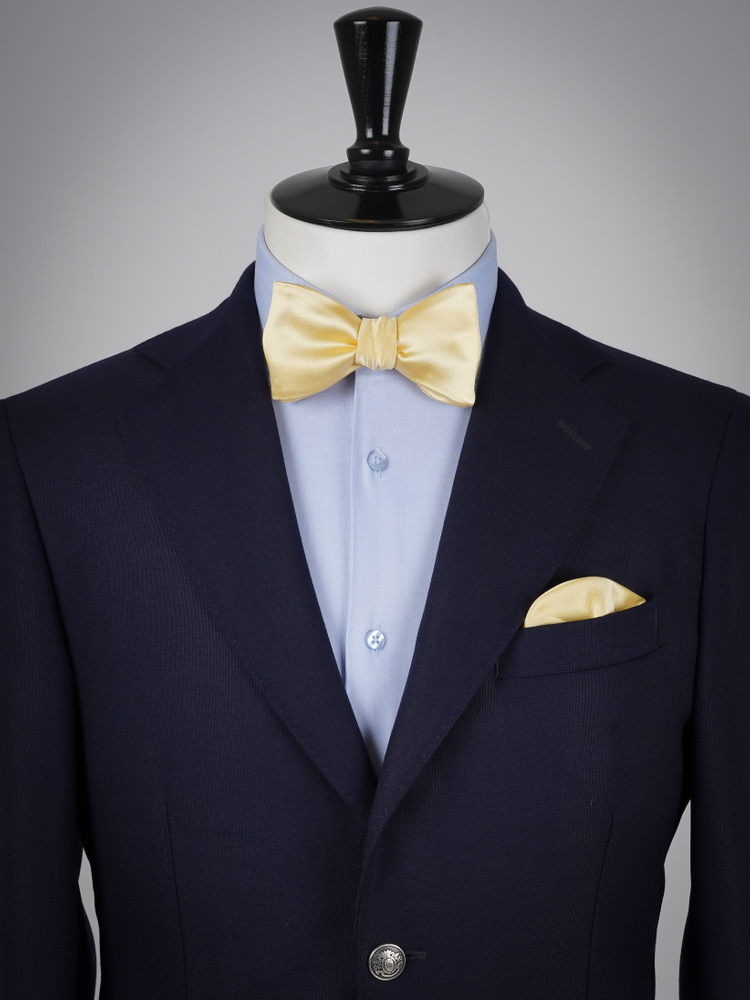 Selbstbinder Hellgelbe Fliege & Einstecktuch