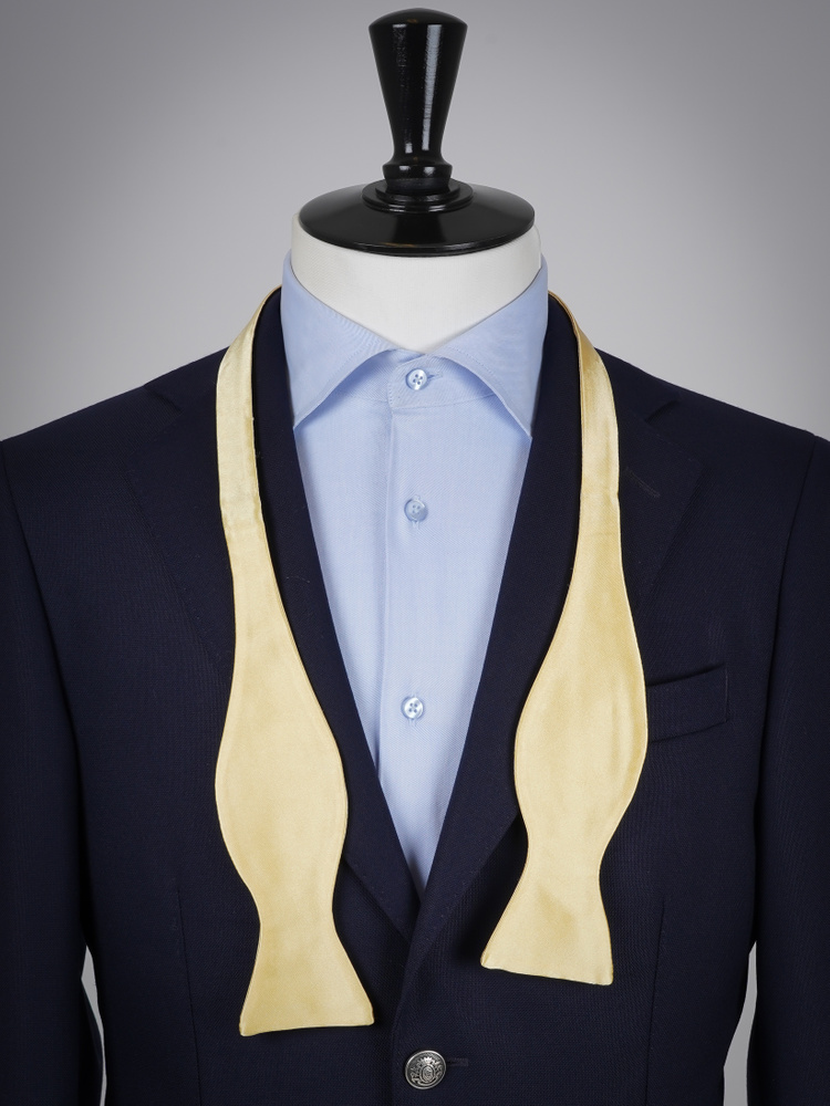 Selbstbinder Hellgelbe Fliege & Einstecktuch