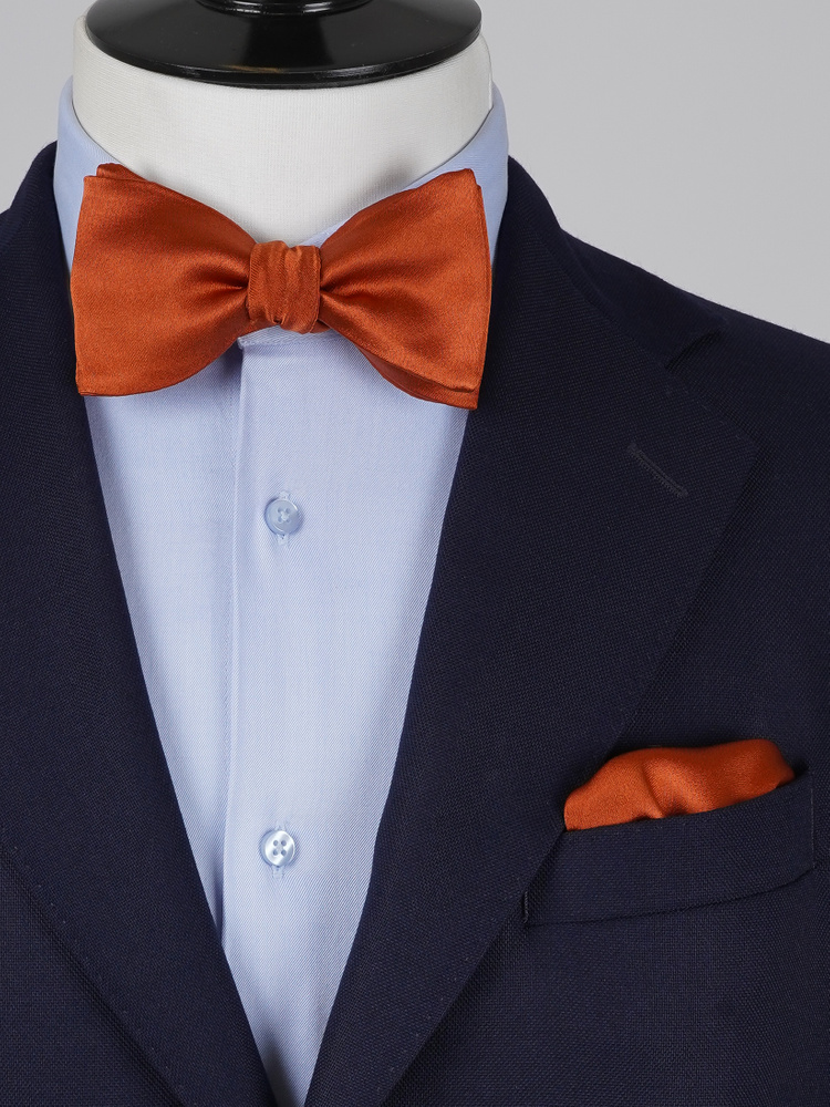 Selbstbinder Kupferorange Fliege & Einstecktuch