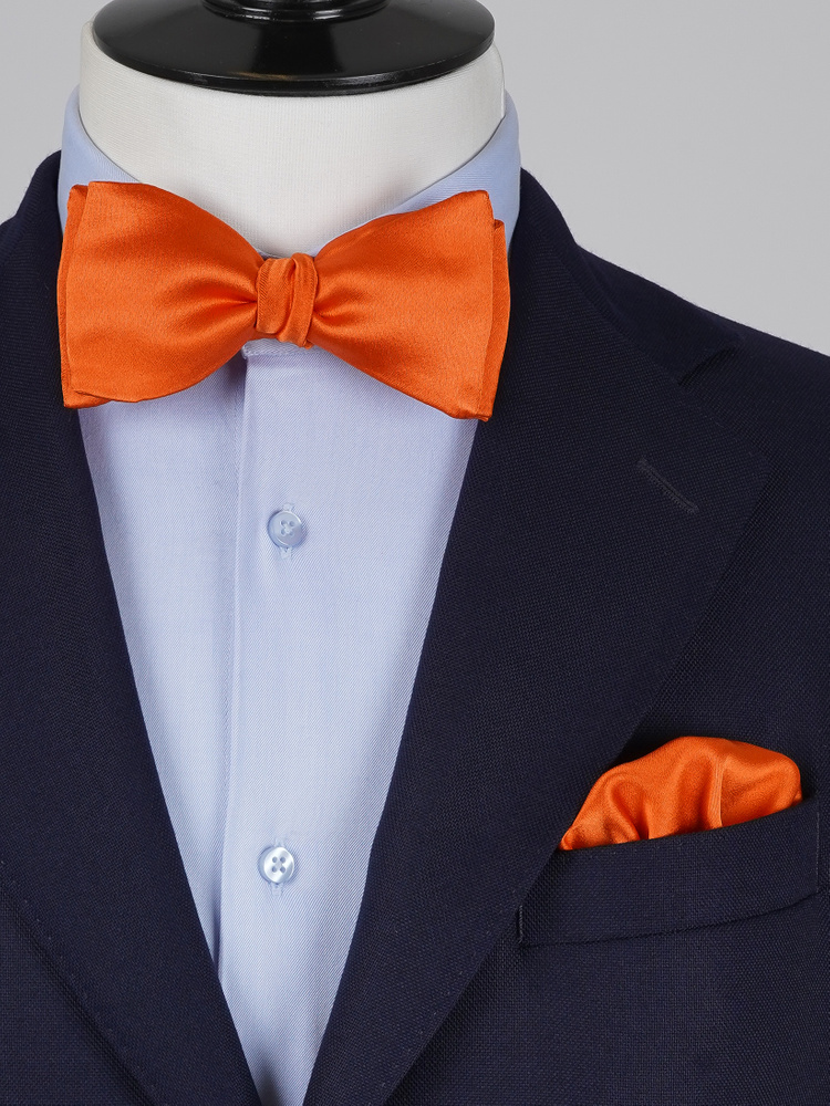 Selbstbinder Rostorange Fliege & Einstecktuch