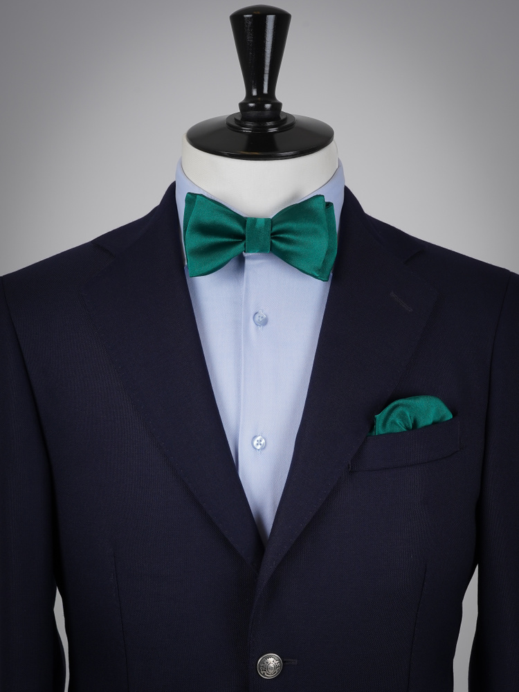 Selbstbinder Dunkelsmaragdgrüne Fliege & Einstecktuch