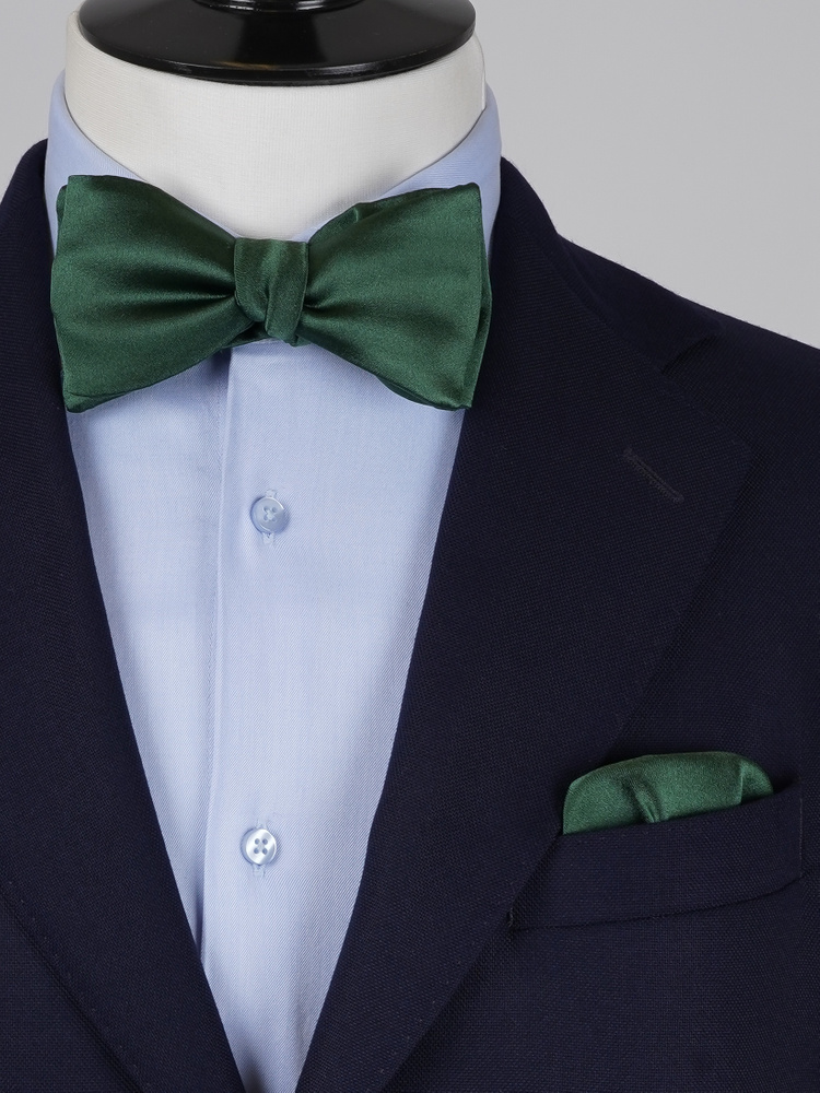 Selbstbinder Dunkelgrüne Fliege & Einstecktuch