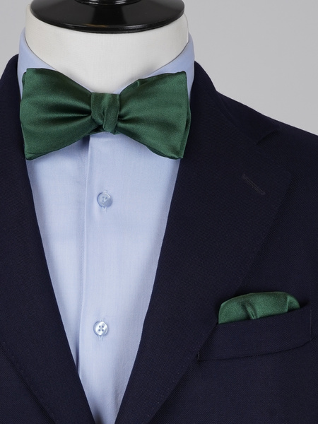 Selbstbinder Dunkelgrüne Fliege & Einstecktuch