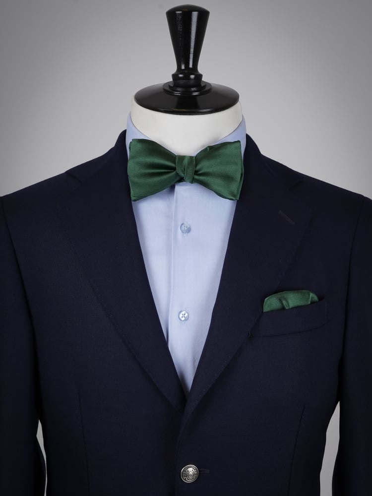 Selbstbinder Dunkelgrüne Fliege & Einstecktuch