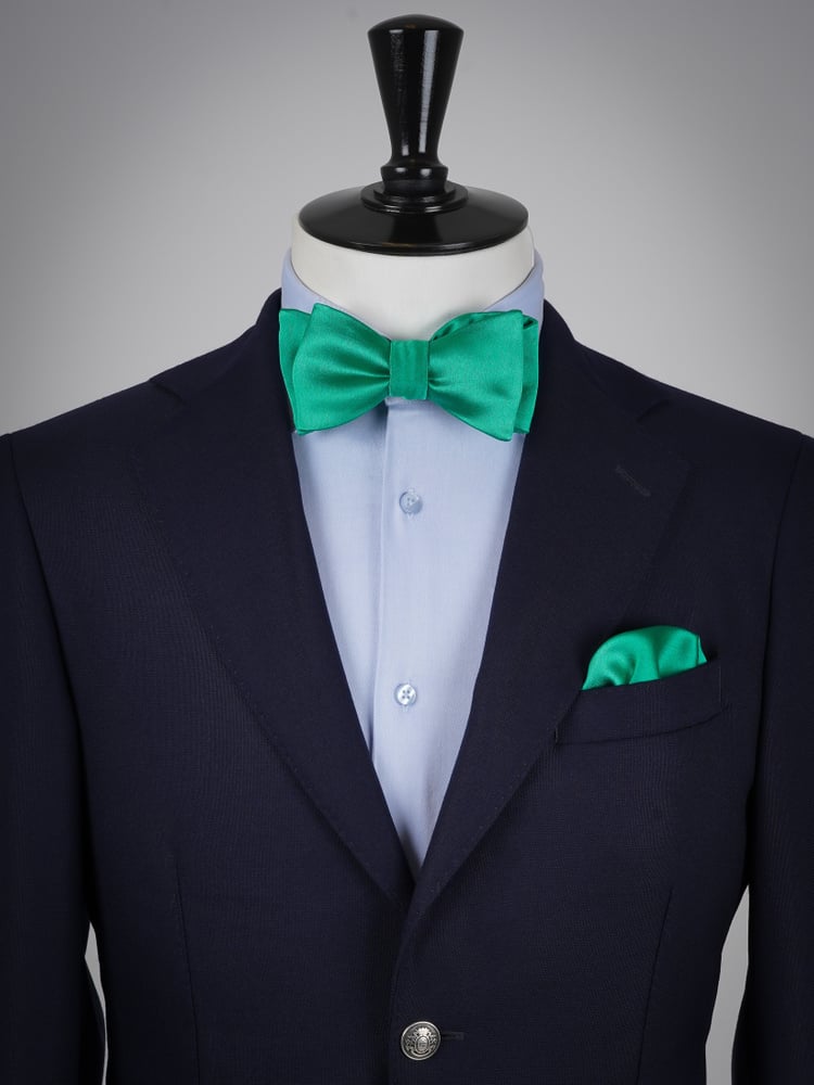 Selbstbinder Smaragdgrüne Fliege & Einstecktuch