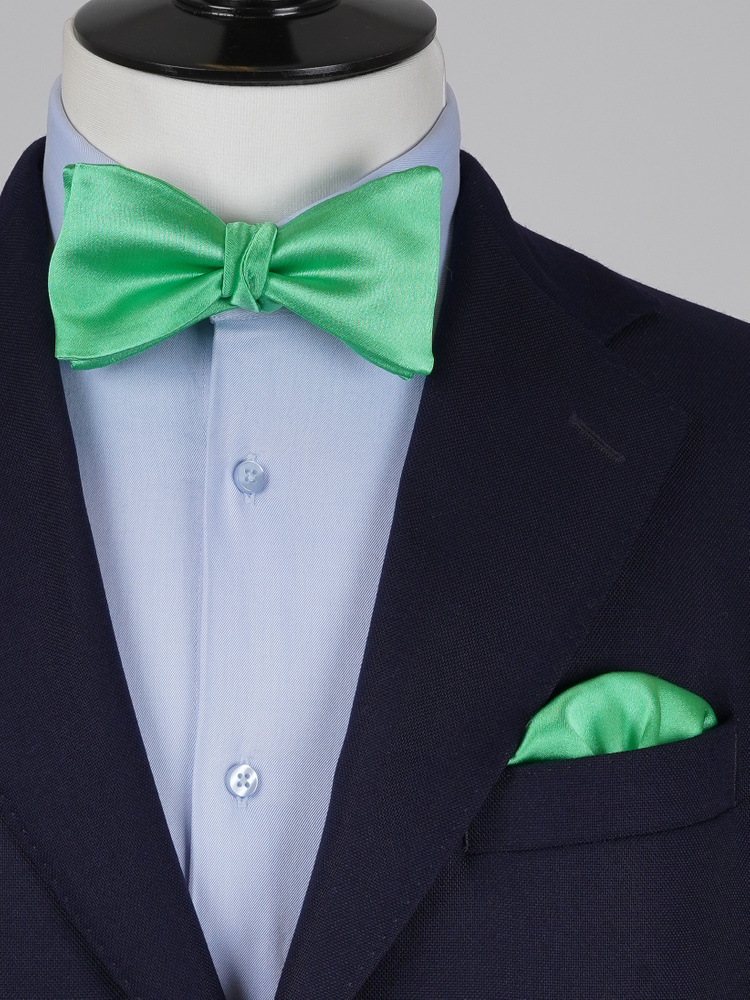 Selbstbinder Hellgrüne Fliege & Einstecktuch