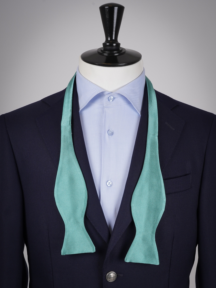 Selbstbinder Dunkel mintgrüne Fliege & Einstecktuch