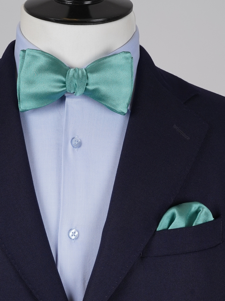 Selbstbinder Dunkel mintgrüne Fliege & Einstecktuch