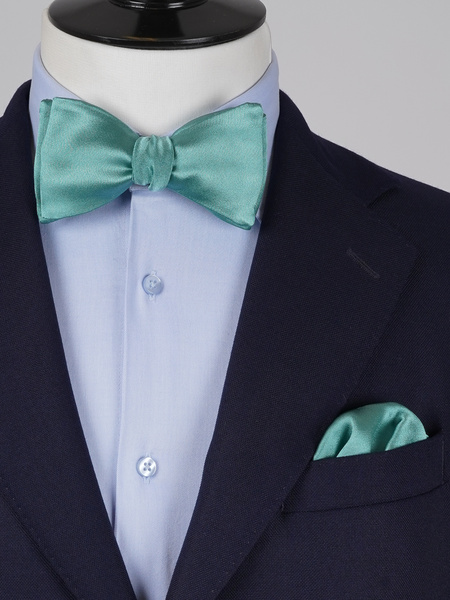 Selbstbinder Dunkel mintgrüne Fliege & Einstecktuch
