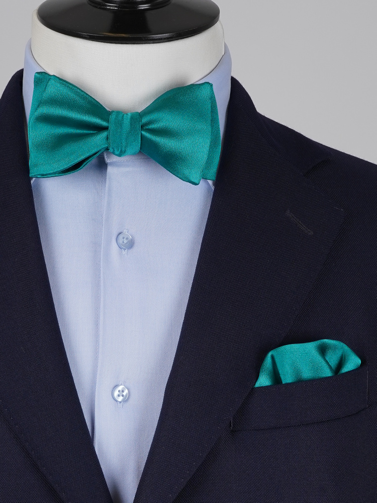 Selbstbinder Petrolfarbene Fliege & Einstecktuch