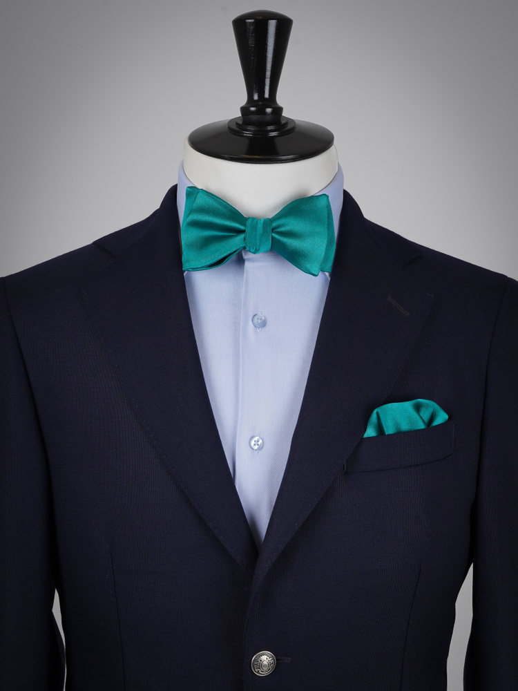 Selbstbinder Petrolfarbene Fliege & Einstecktuch