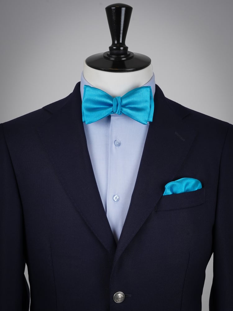 Selbstbinder Türkise Fliege & Einstecktuch