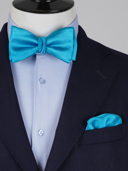 Selbstbinder Türkise Fliege & Einstecktuch