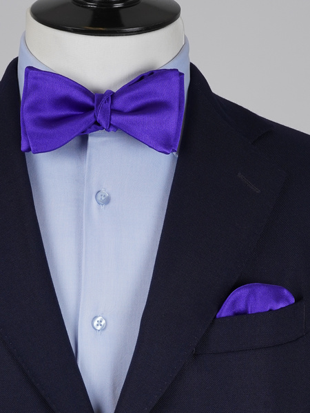 thumbnail image 2 of HISDERN Men's Red Solid Self Tie Bow Tie & Pocket Square Set, Classic Formal Satin Bowties Solid Pocket Square Set 2 of 14