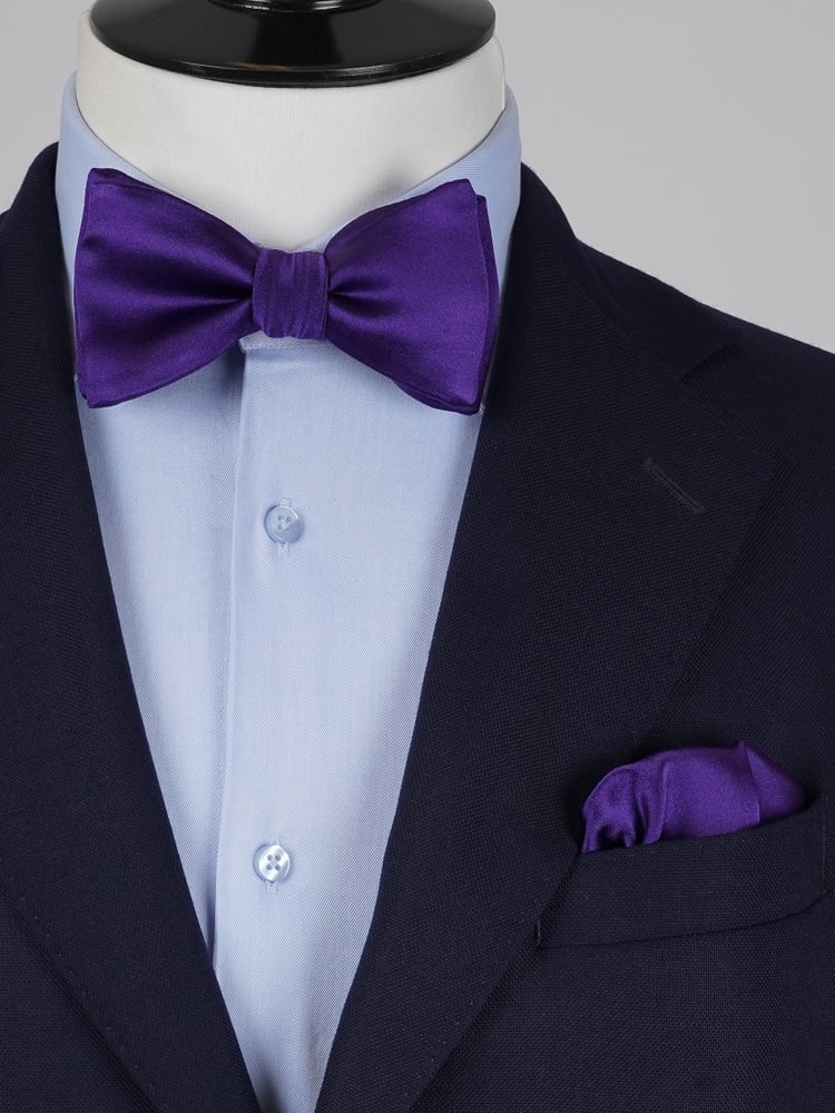 Selbstbinder Dunkellila Fliege & Einstecktuch