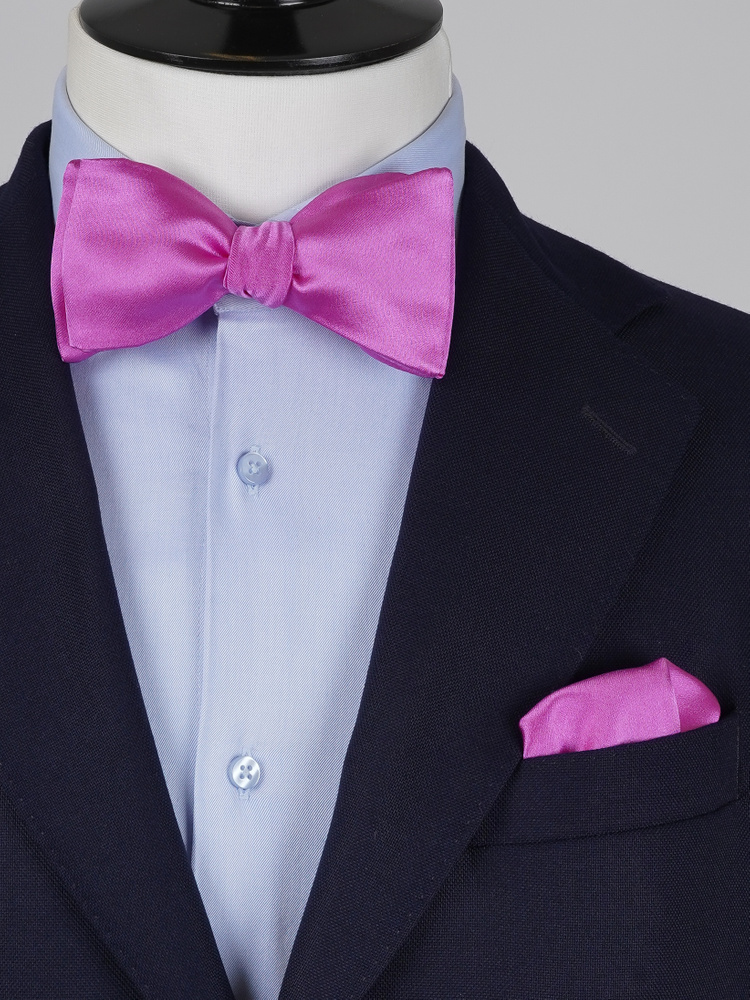 Selbstbinder Fuchsiafarbene Fliege & Einstecktuch