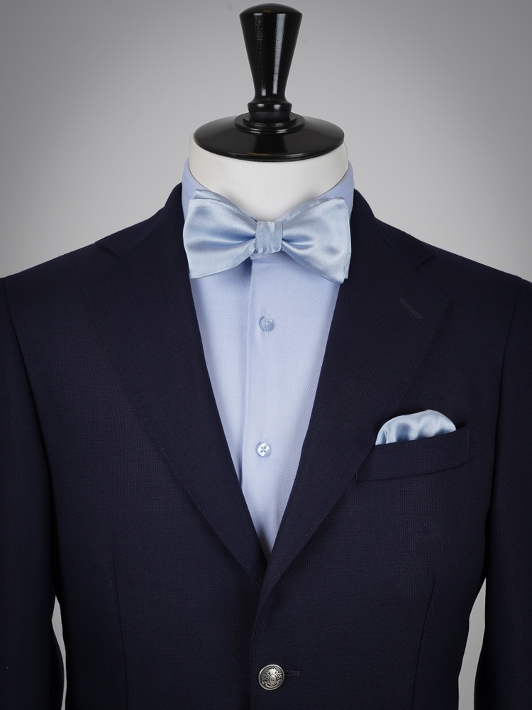 Selbstbinder Extra hellblaue Fliege & Einstecktuch