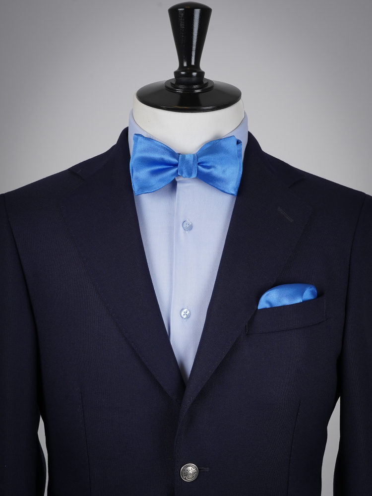 Selbstbinder Ozeanblaue Fliege & Einstecktuch