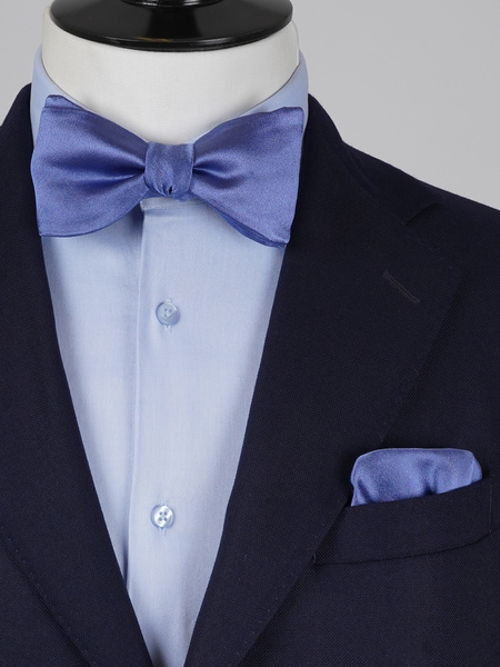 Selbstbinder Ägäisblaue Fliege & Einstecktuch