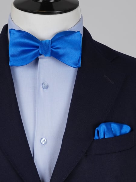 Selbstbinder Saphirblaue Fliege & Einstecktuch