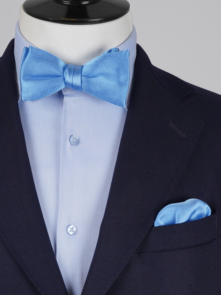 Selbstbinder Hellblaue Fliege & Einstecktuch