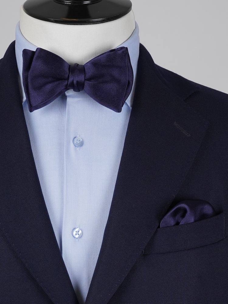 Selbstbinder Mitternachtsblaue Fliege & Einstecktuch
