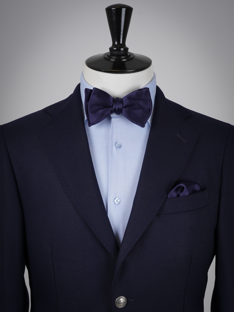 Selbstbinder Mitternachtsblaue Fliege & Einstecktuch