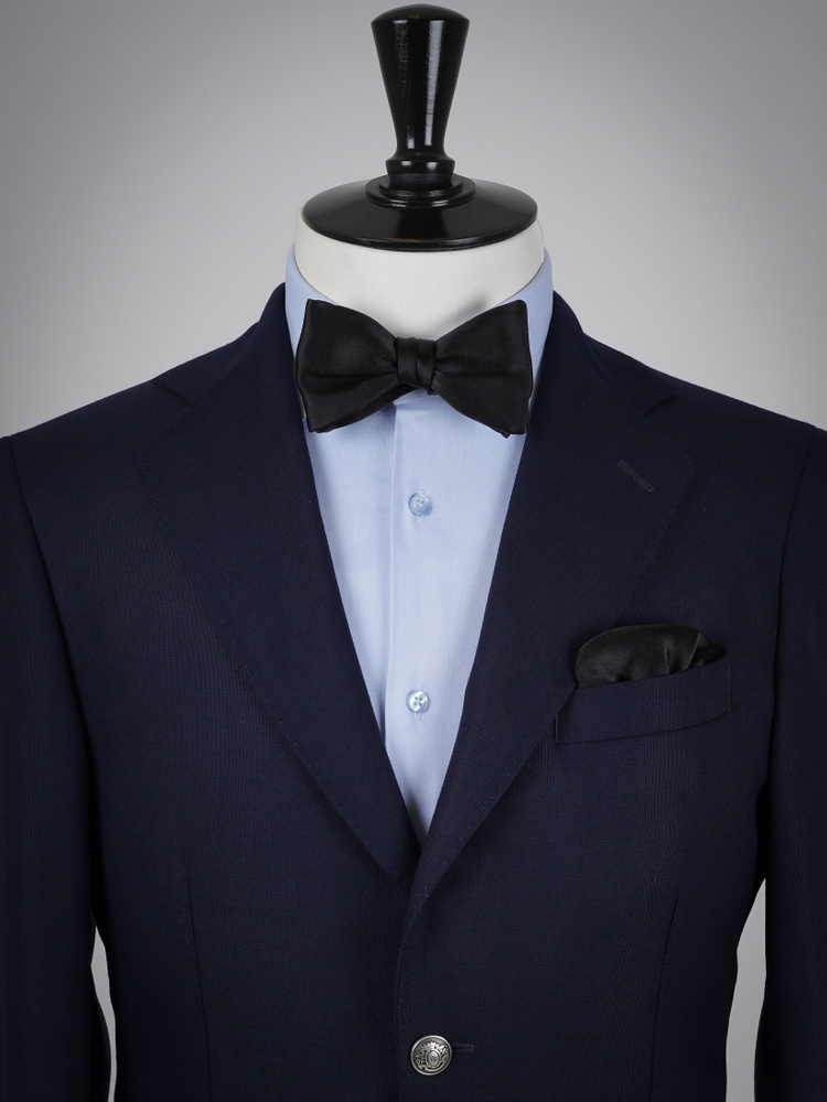 Selbstbinder Schwarze Fliege & Einstecktuch