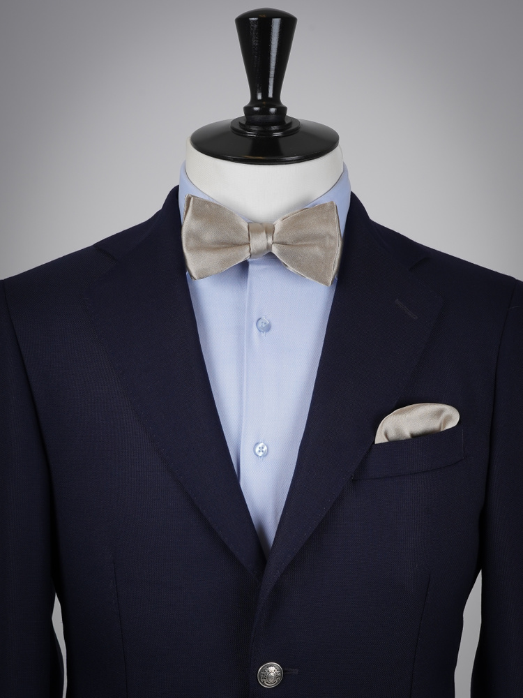 Selbstbinder Greige-Beige Fliege & Einstecktuch