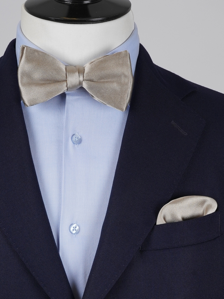 Selbstbinder Greige-Beige Fliege & Einstecktuch