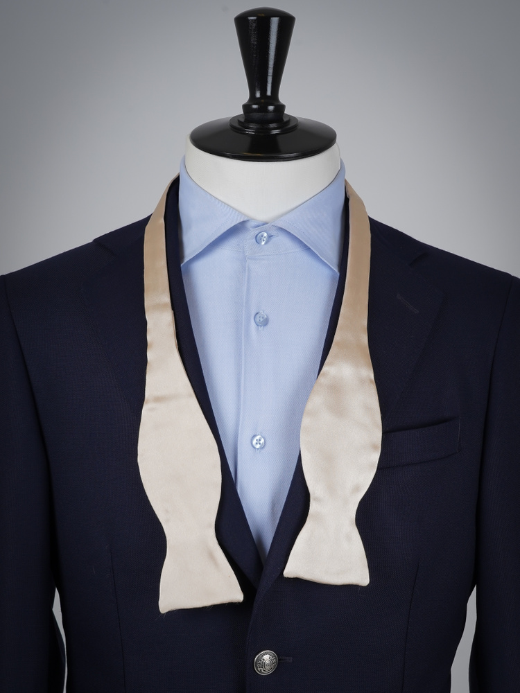 Selbstbinder Champagnerfarbene Fliege & Einstecktuch