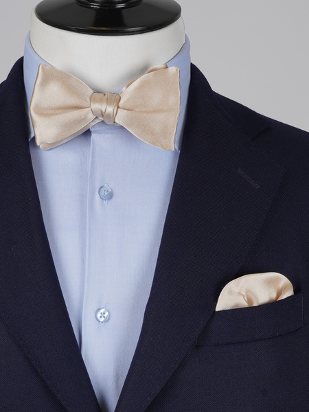 Selbstbinder Champagnerfarbene Fliege & Einstecktuch