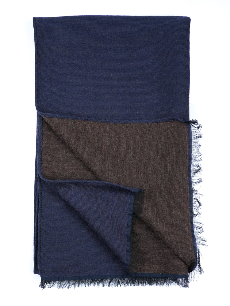 Dunkelblauer & brauner Wollschal Neive