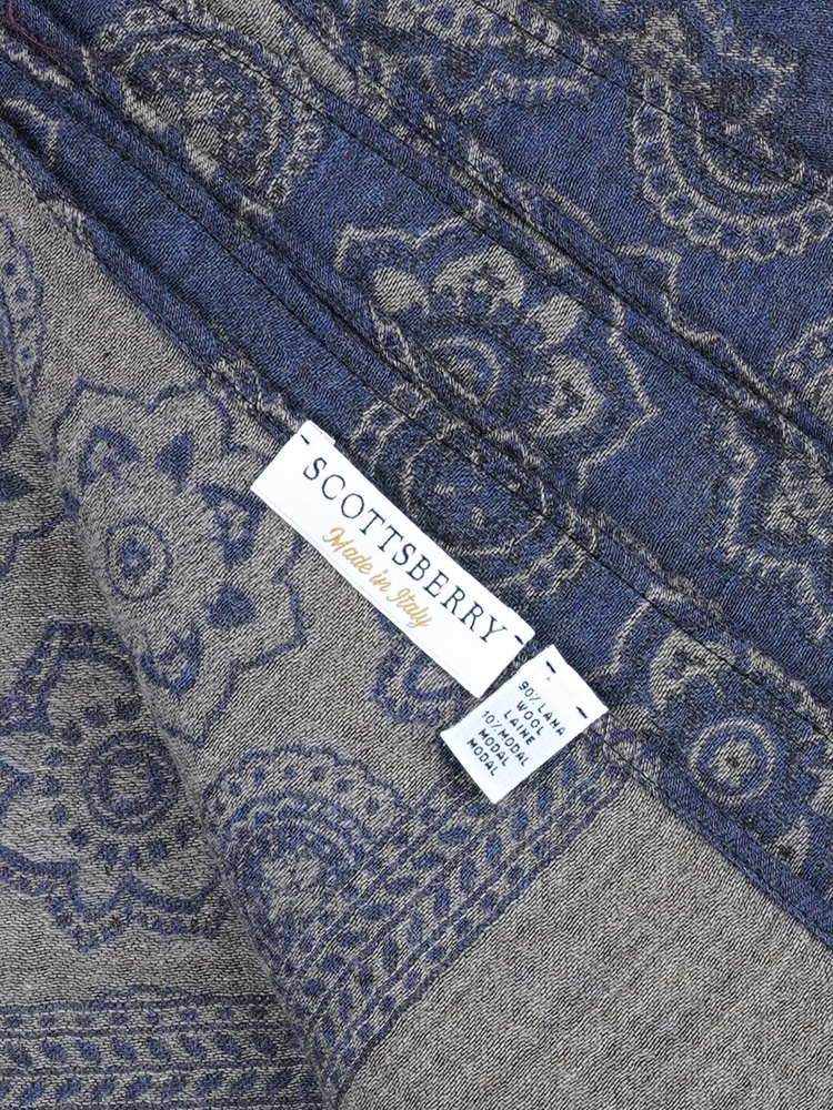 Kék gyapjúsál paisley mintával Trapani