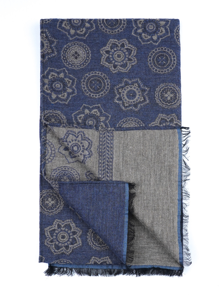 Kék gyapjúsál paisley mintával Trapani