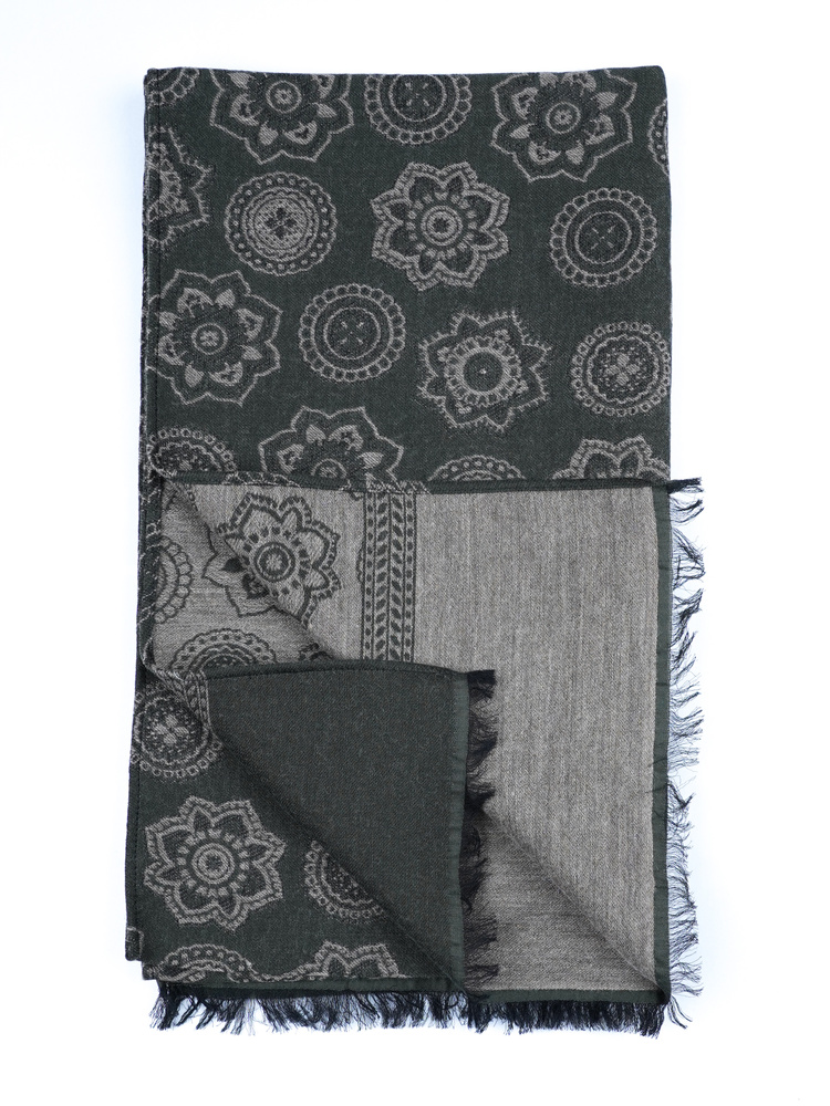 Zöld gyapjúsál paisley mintával Trapani