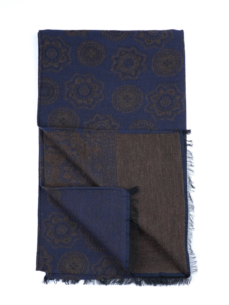 Sötétkék gyapjúsál paisley mintával Trapani