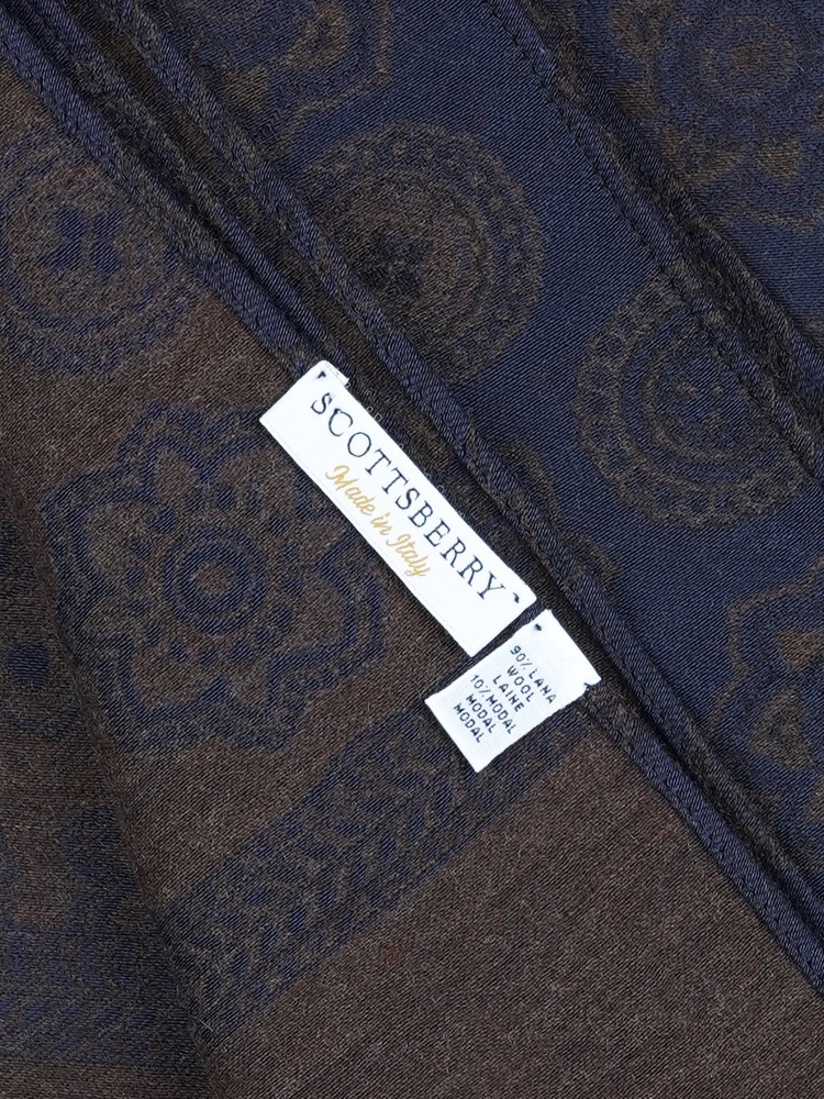 Sötétkék gyapjúsál paisley mintával Trapani