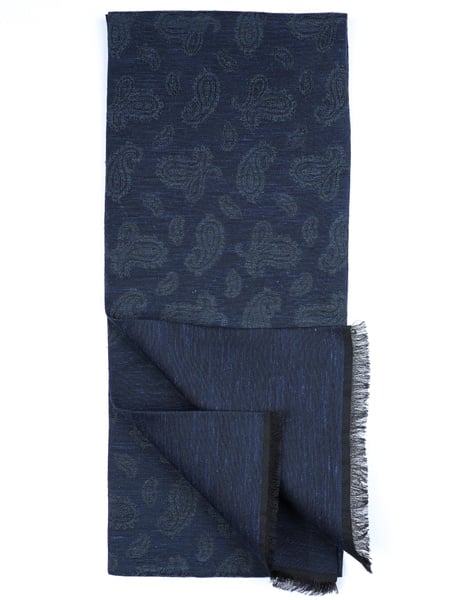 Tummansininen koristehuivi puuvillasta ja silkistä Mincio