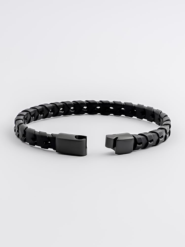 Black Leather Bracelet Andrew