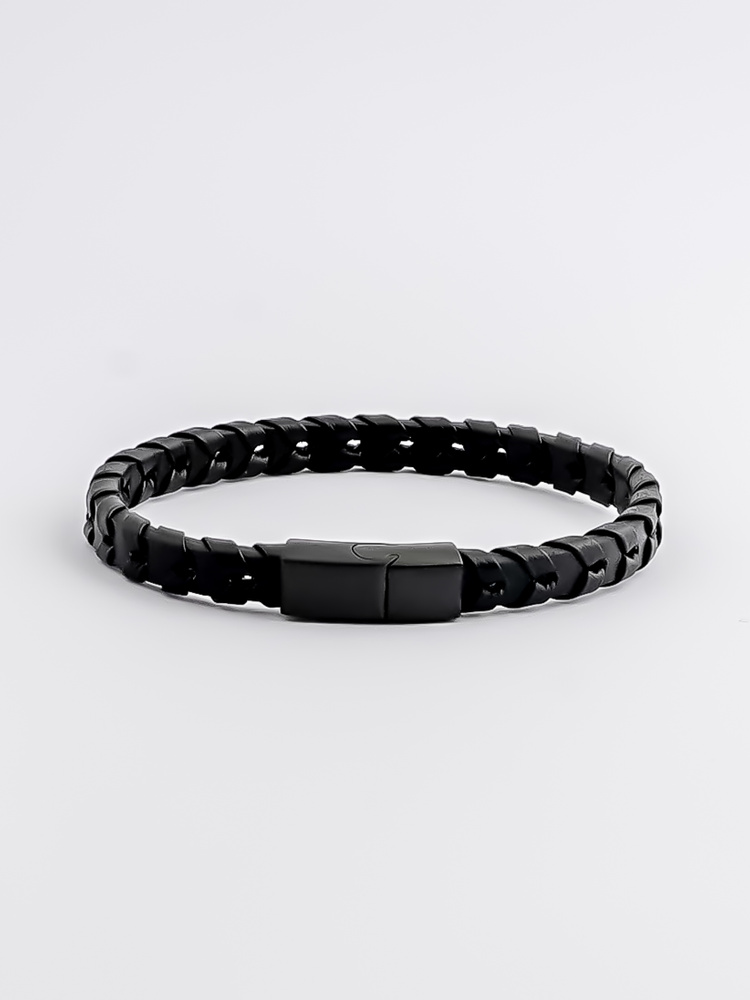 Black Leather Bracelet Andrew