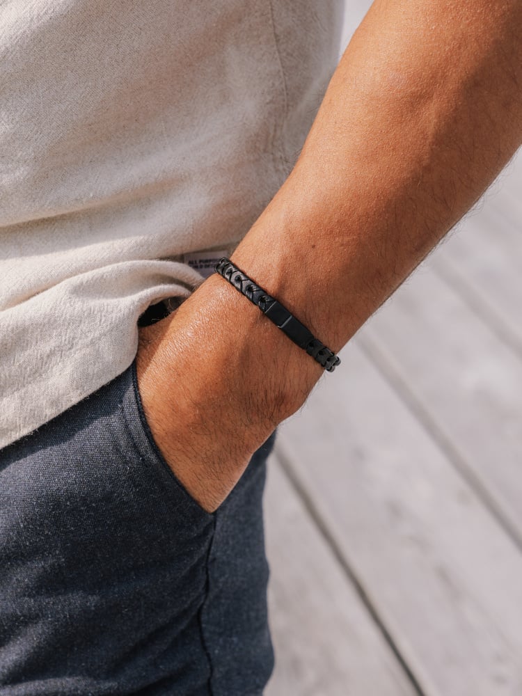 Black Leather Bracelet Andrew