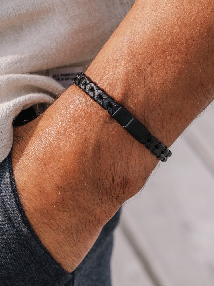 Black Leather Bracelet Andrew