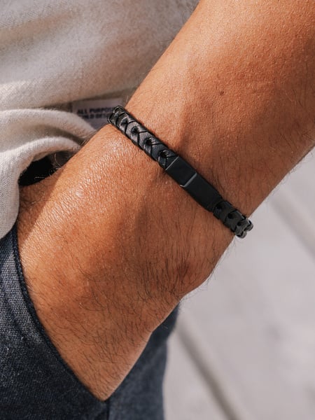 Black Leather Bracelet Andrew
